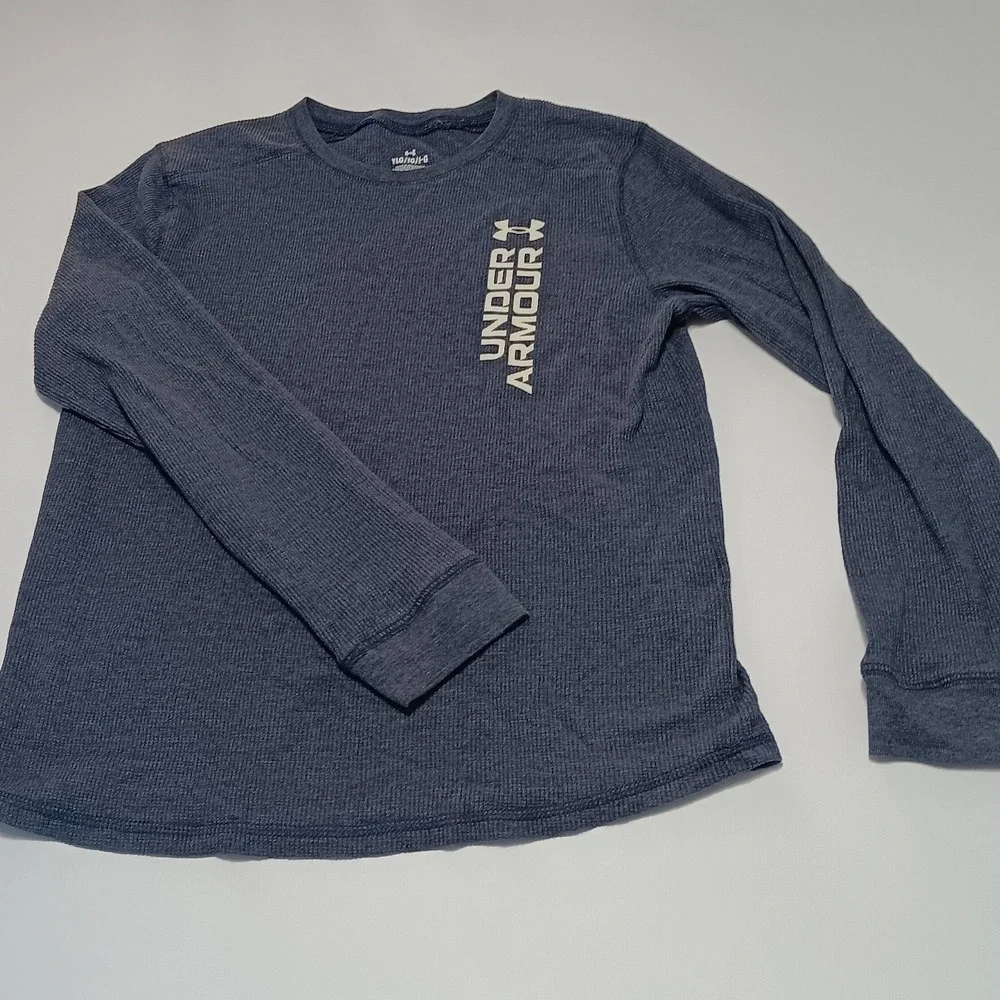 Under Armour Boys LG Gray Thermal Long Sleeve‎ Shirt Youth Large Athletic Fit E8
